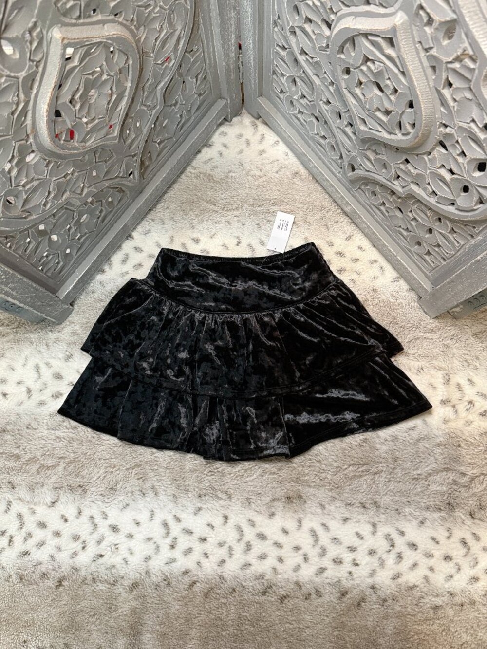 NWT! GAP Kids black velvet skirt girls size 6 dark feminine holiday party glam